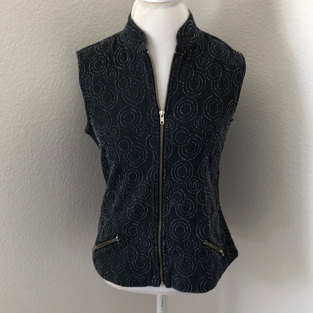 Samuel Dong denim zip up vest top